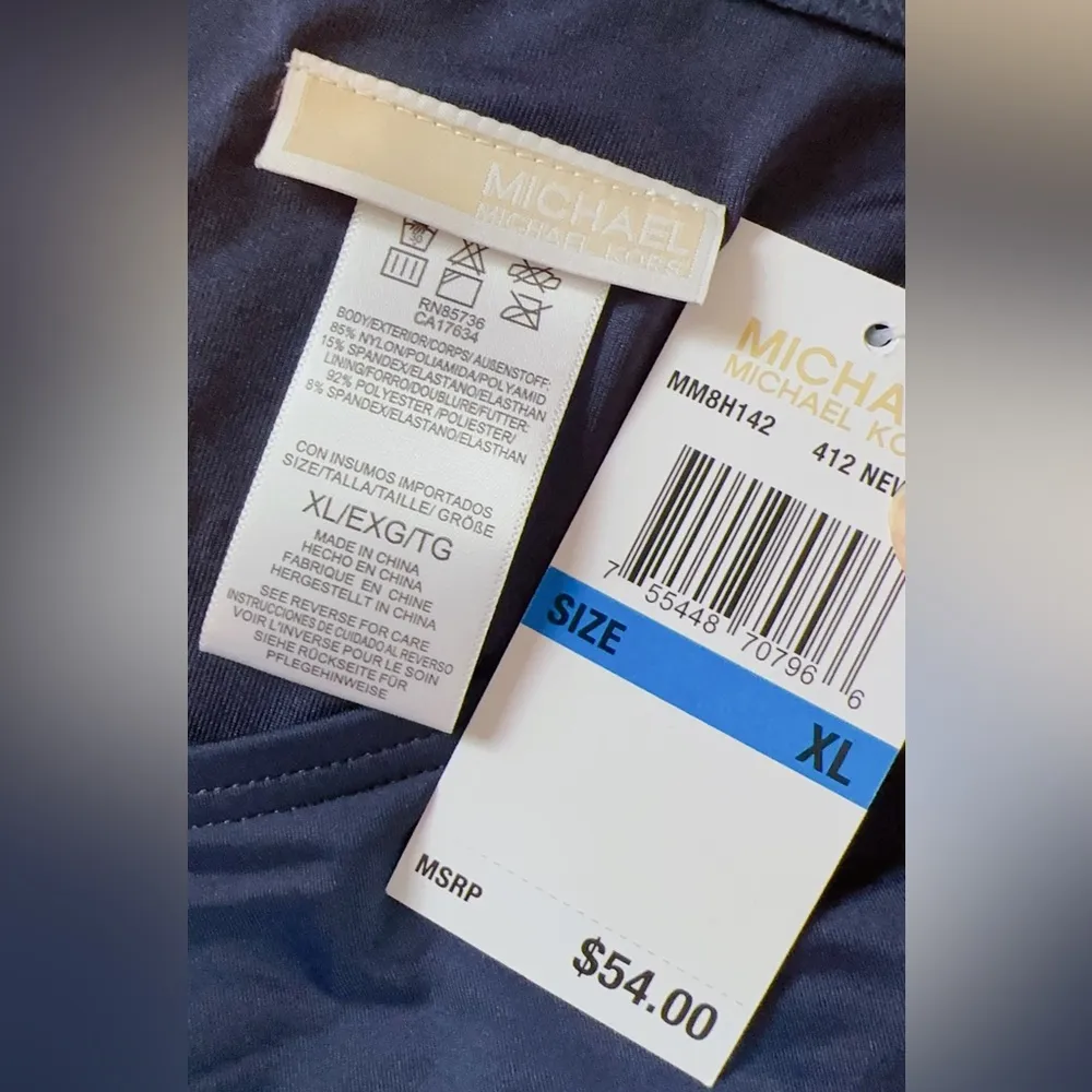 MICHAEL Michael Kors Hipster Bikini Bottoms MM8H142 New Navy XL NWT $50 - Image 2