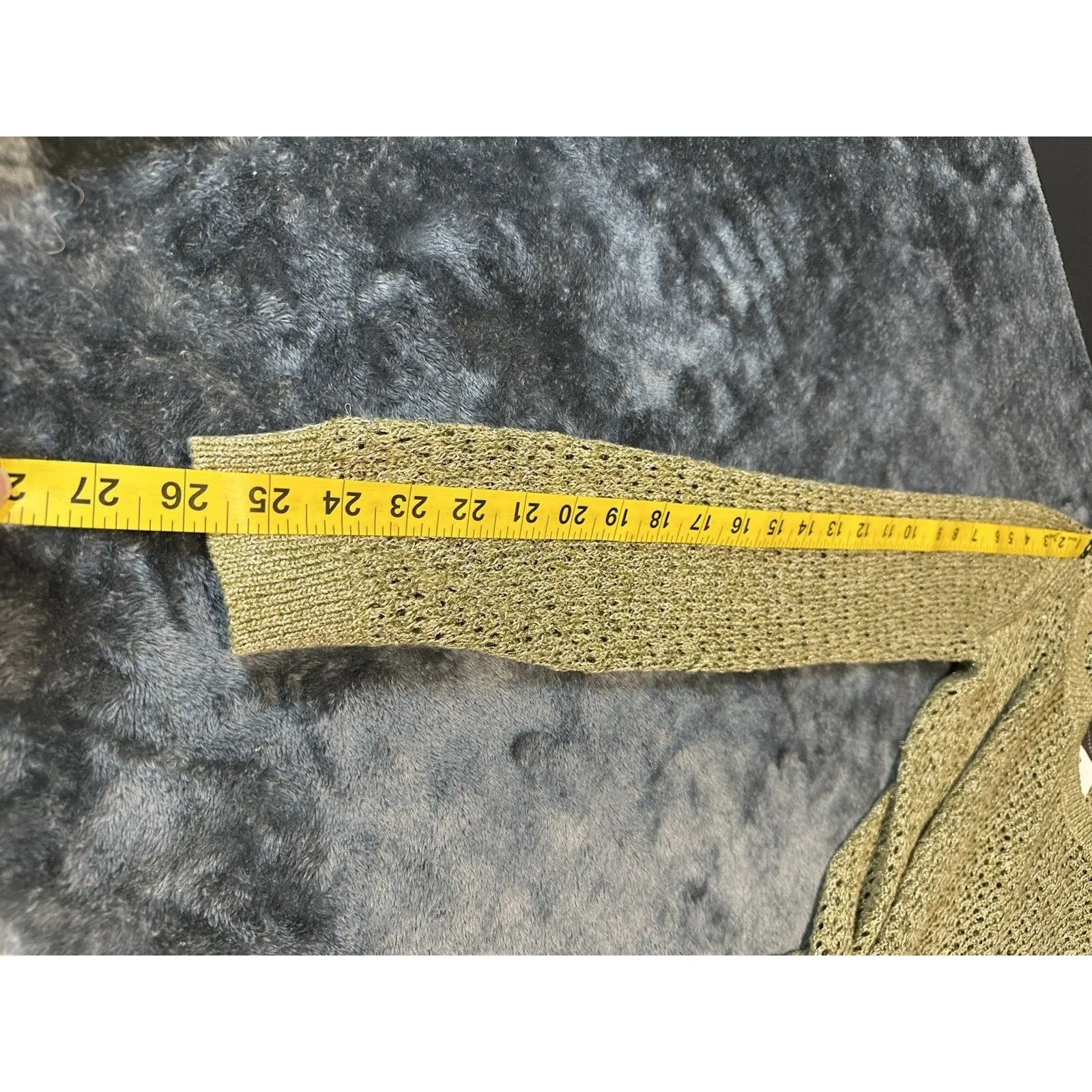 Anthropologie Guinevere Hemp Metallic Sweater Gold Sheer Open Knit Size M - Image 9