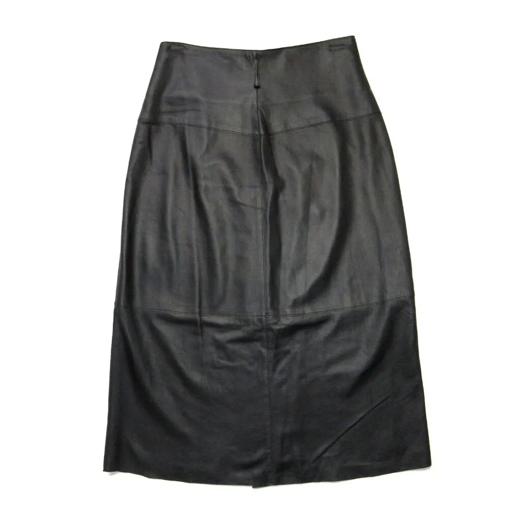 NWT Vince Lamb Leather Wrap Midi Skirt in Black 10 $1250 - Image 5