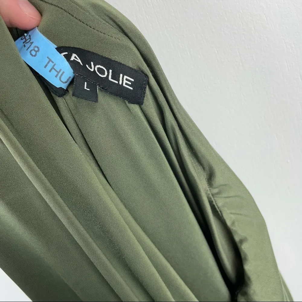 Tata Jolie Green One Shoulder Wide Leg Jumpsuit Size L - Image 9