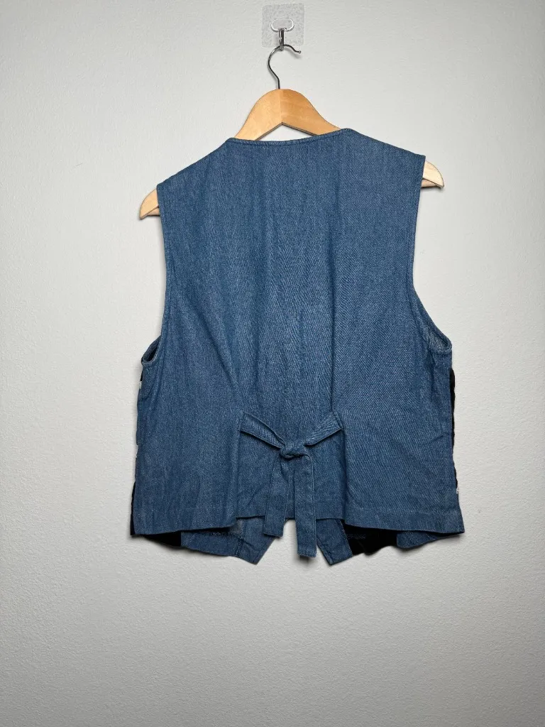 Vintage denim granny Button up vest  - Image 3