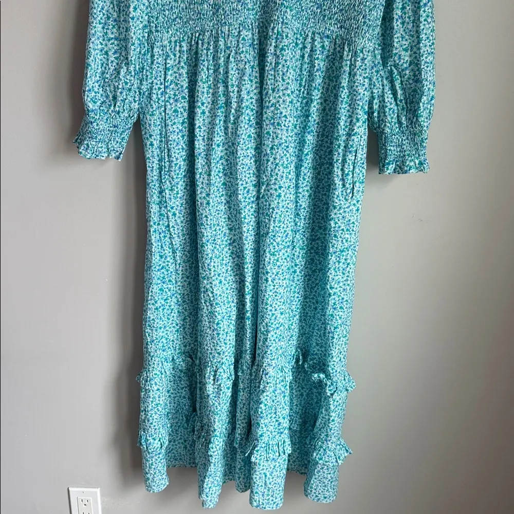 Tuckernuck Pink City Prints Ocean Ditsy Isabel V Neck Dress Large - Image 9