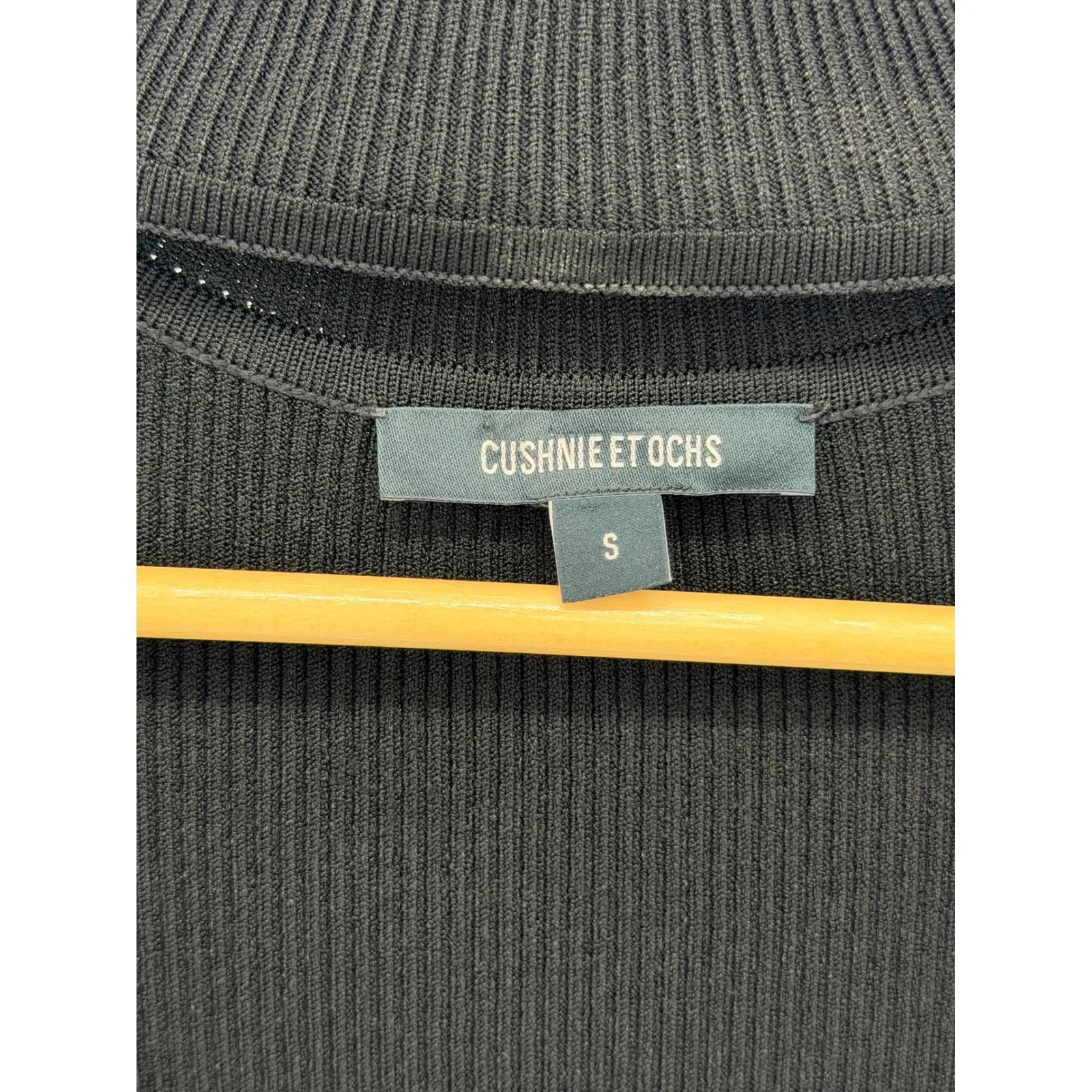 Cushnie Et Ochs Knit Black Ribbed High Neck Cutout Midi Dress S Minimalist - Image 4