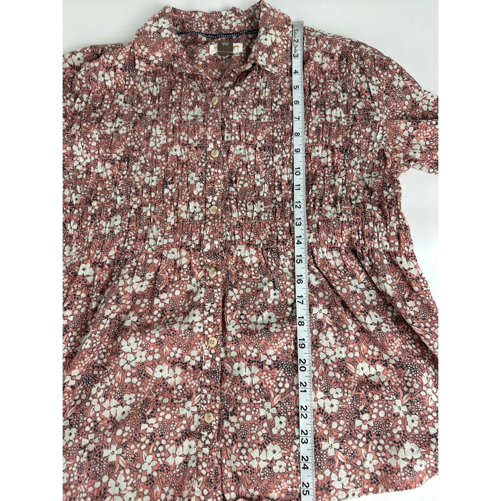 Anthropologie Pilcro Size XS Sasha Smocked Button Down Shirt Oversized Western - Image 12