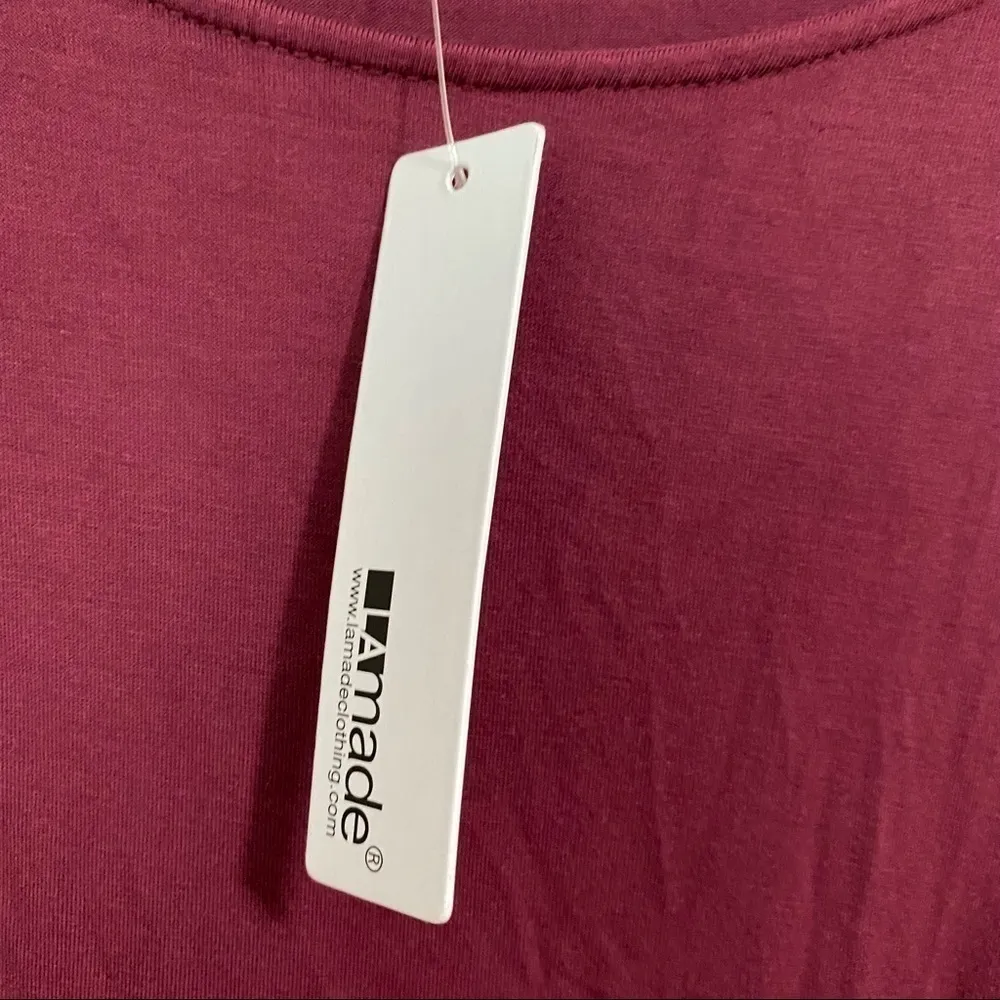 La Made Micromodal Spandex Hardy Hi Lo Maxi Dress in Grenache, New With Tags - Image 3