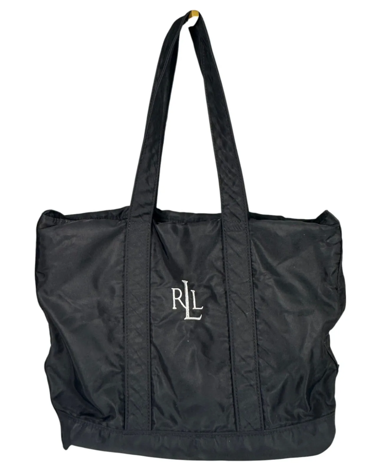 Lauren Ralph Lauren Monogram Black Nylon Multi Pocket Tote Shoulder Bag - Image 1