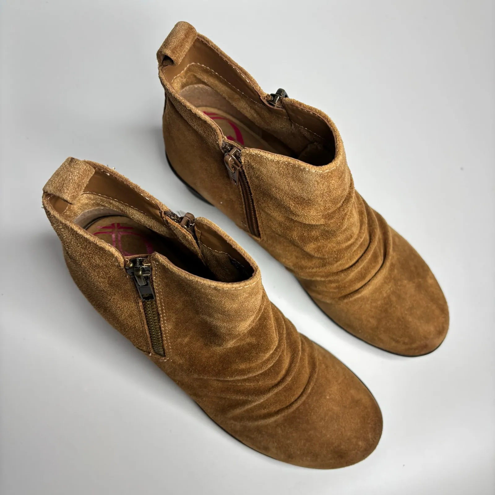 Comfortiva Ana Weatherproof Wedge Heeled Boots in Brandy Suede (Wide) Brown Size 6.5 - Image 5