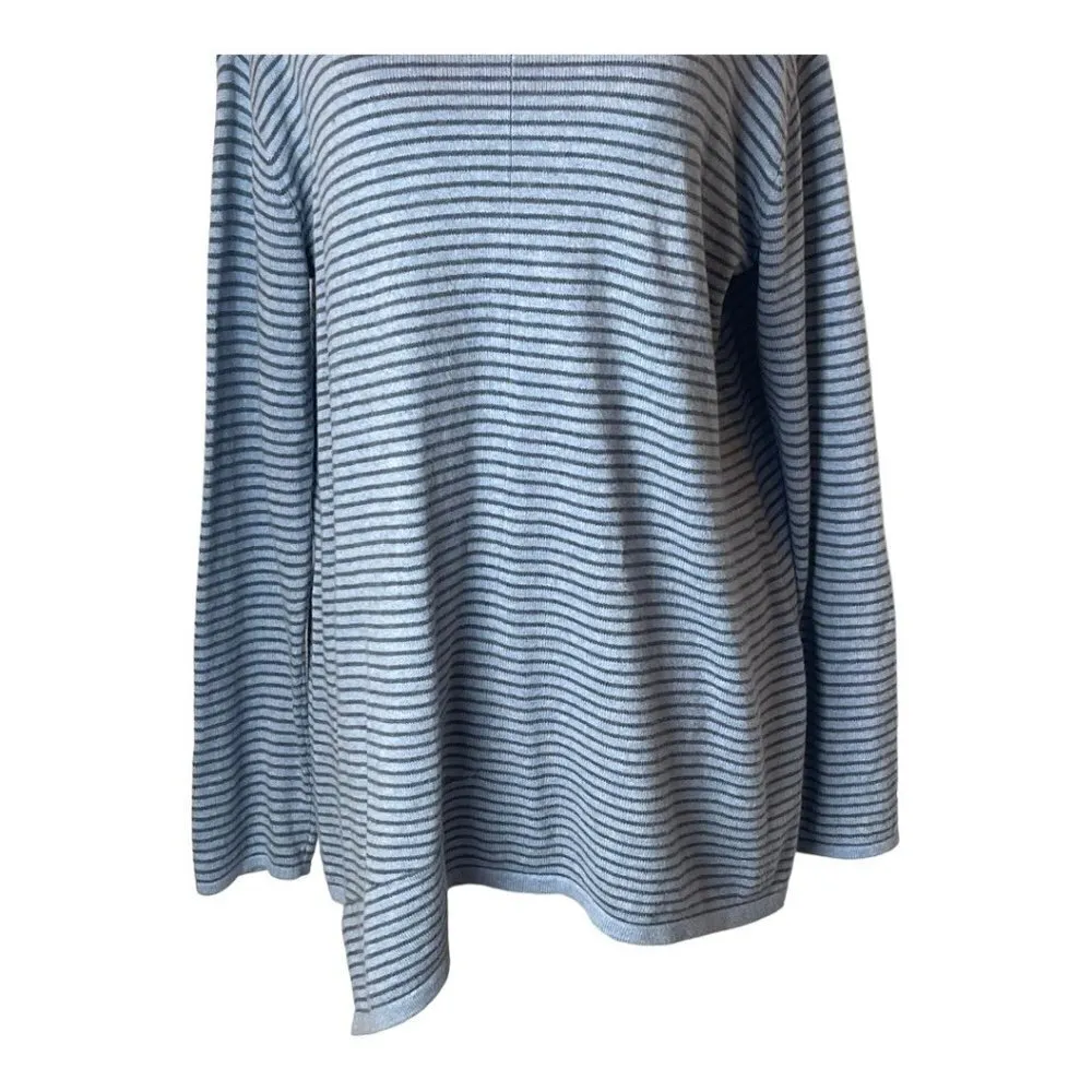 J. Jill Pure Jill Blue Striped‎ Cashmere Blend Asymmetric Hem Sweater Size S - Image 5
