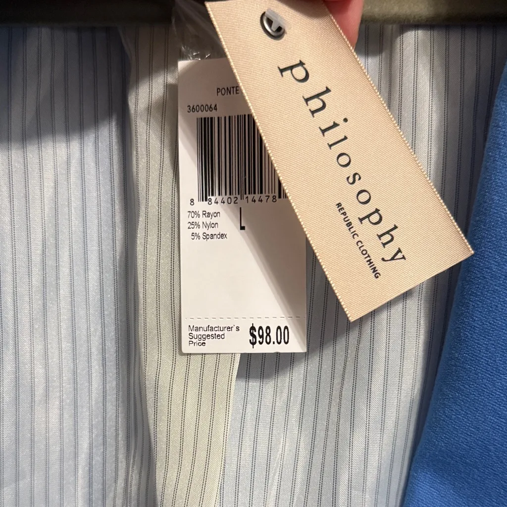 💖 NWT Philosophy Ponte Blazer in Delphi Blue - Image 5