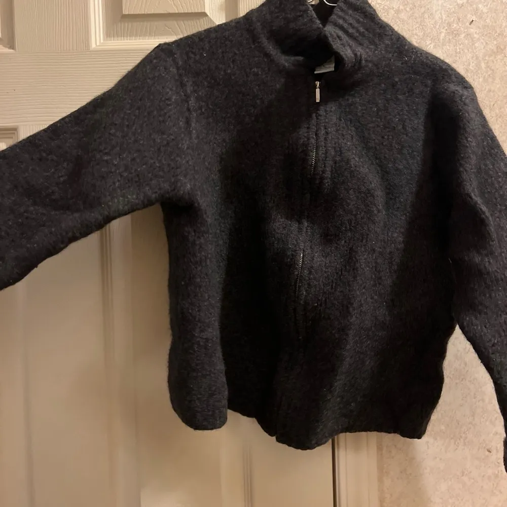 Wool Cropped Coat Gray Size L - Image 3