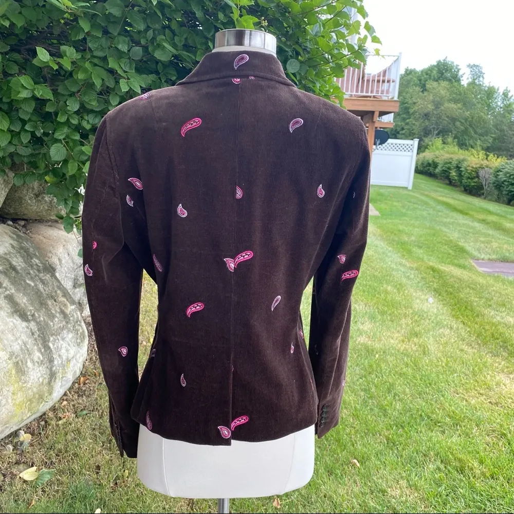 ITW By Claude Brown Corduroy Paisley Blazer Size 4 - Image 8