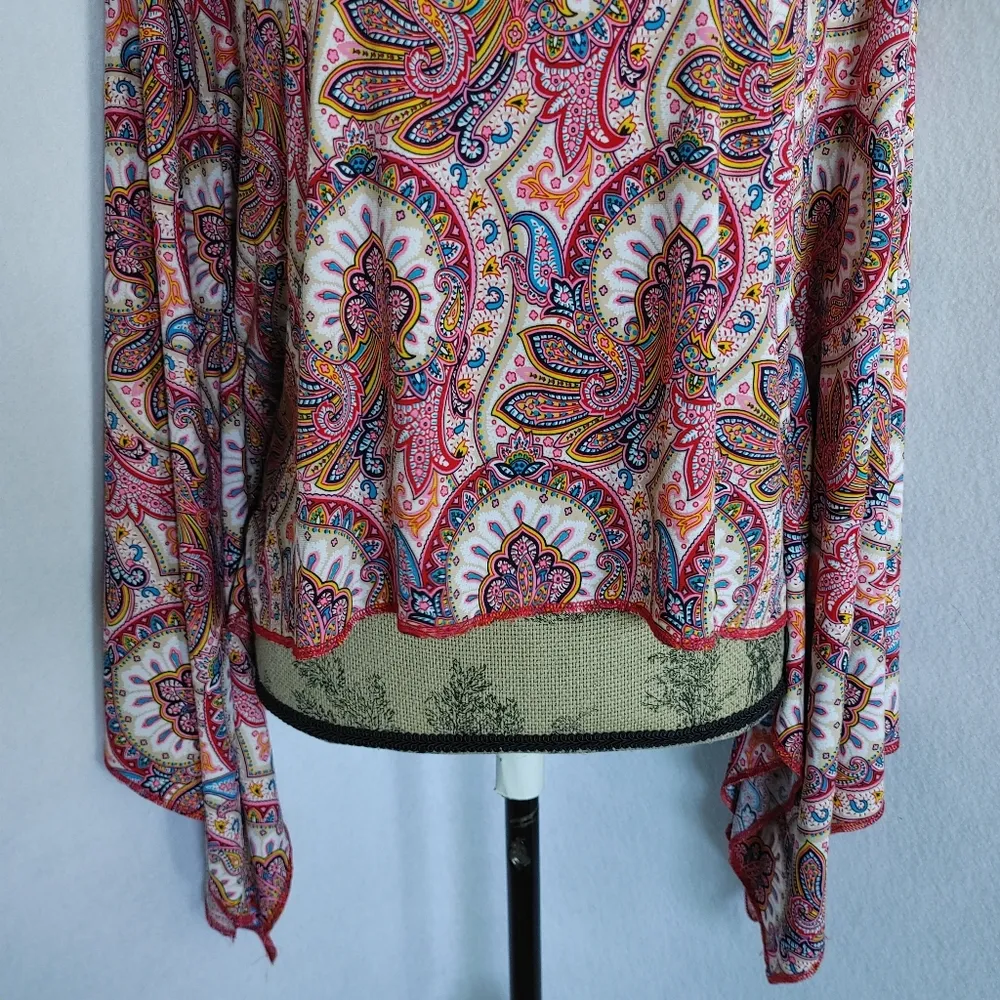 Scarlet UK Paisley Scarf Crop Blouse Pink Size 16 - Image 4