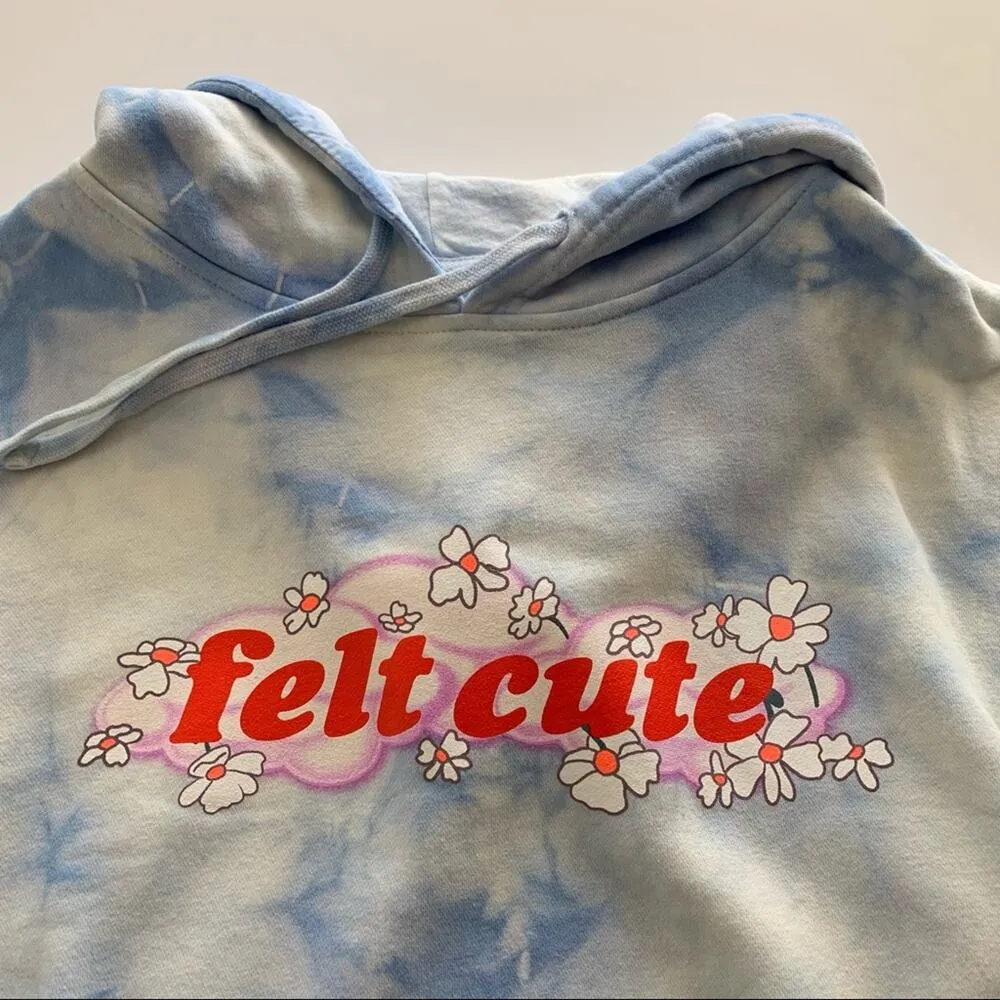 By Samii Ryan | Felt Cute Blue and White Tie Dye Hoodie Sweatshirt Medium - Image 3