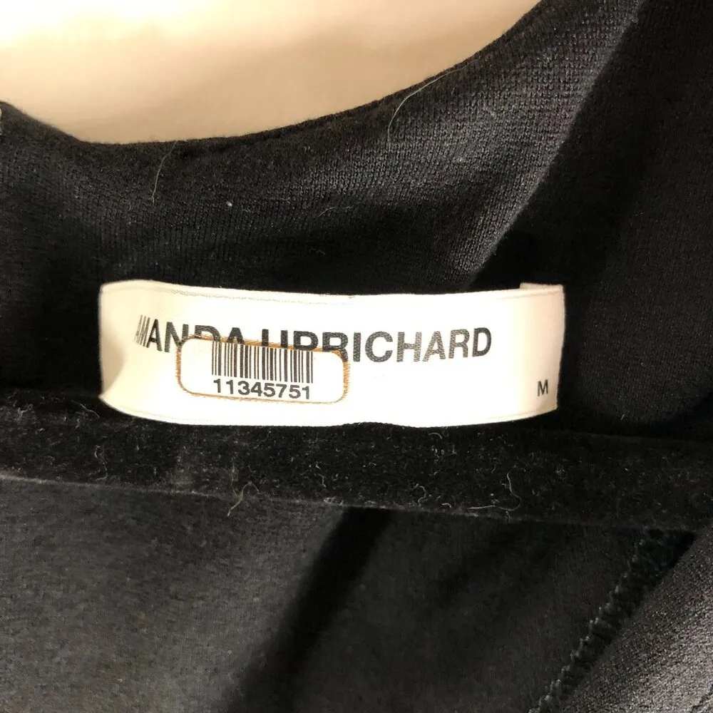 Amanda Uprichard Fresno Mini Dress 3/4 Bell Sleeve V Neck Stretch Black M - Image 3