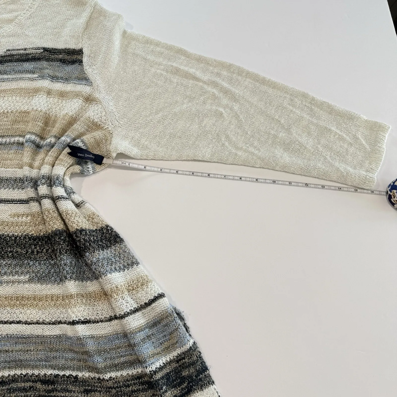 Catherines Beige Striped Long‎ Sleeve Pullover Lightweight Sweater Size 4X - Image 8