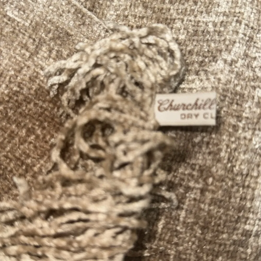 Stunning Chenille scarf with fringe. Brown/creme. Soft and lux. Size 8.5”by 64”. Brown - Image 5