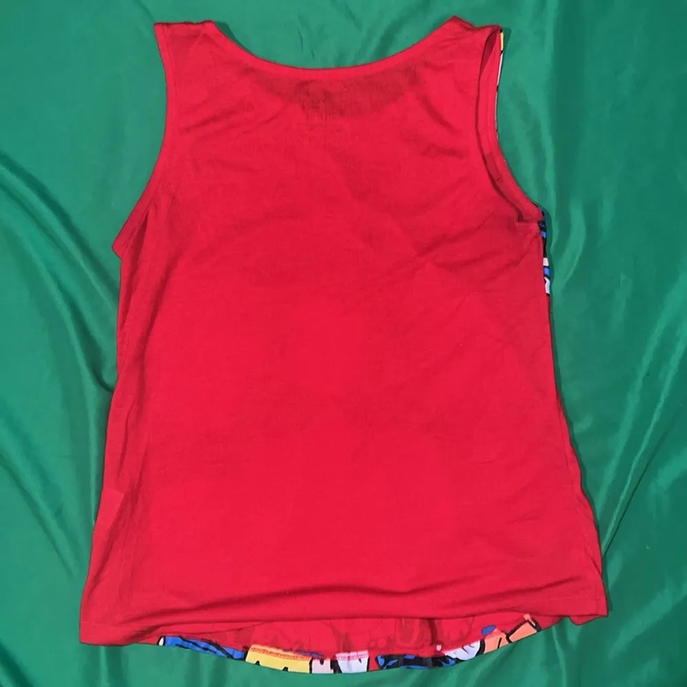 Peanuts Red and Black Cartoon Tank Top size Medium - Image 2