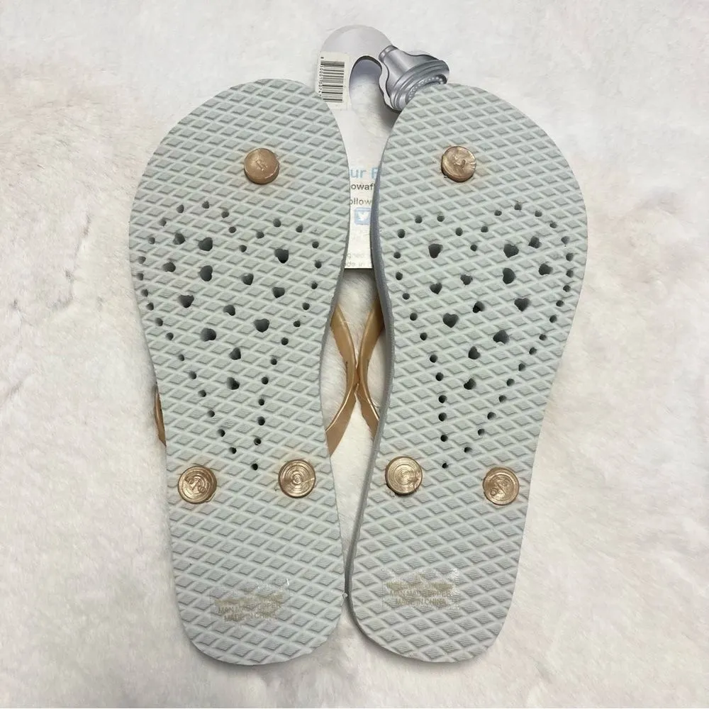Showaflops Shower Shoes Size 5 6 White Heart Gold Pyramid Flip Flop NWT Water - Image 5