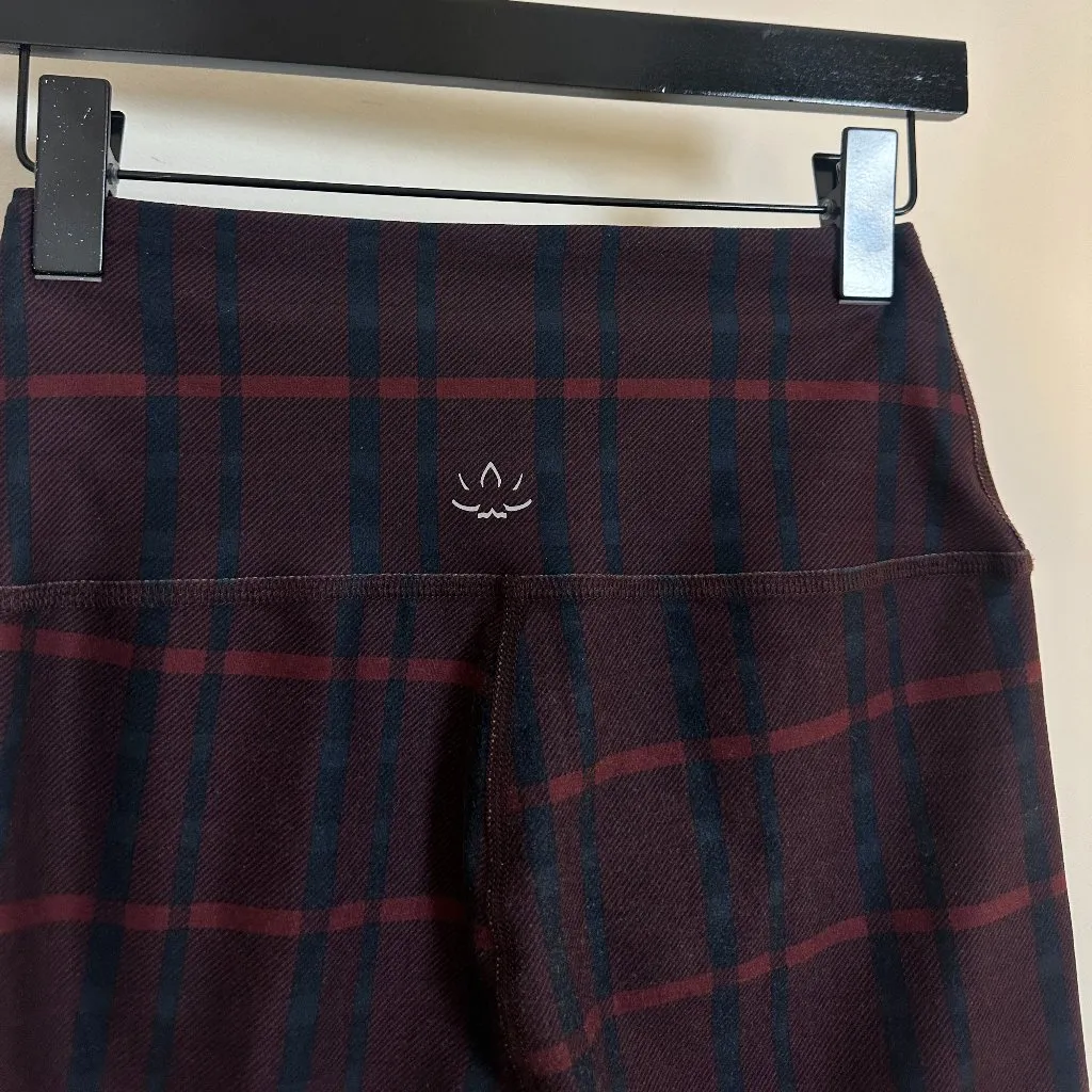 BEYOND YOGA SoftMark High Waisted Midi Legging in Dark Cherry Preppy Plaid Large - Image 7
