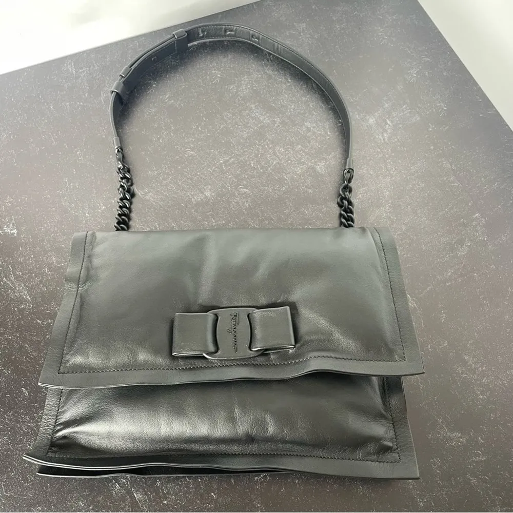 Salvatore Ferragamo Viva Shoulder Bag Black Leather Women’s - Image 2