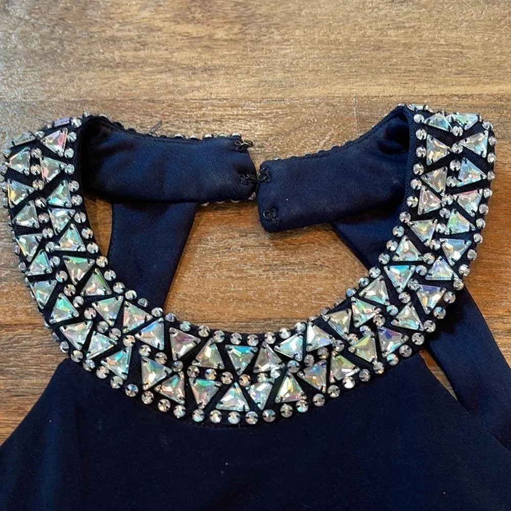 𝅺B DARLIN Navy blue halter top MINI SKIRT DRESS homecoming formal wedding guest - Image 3