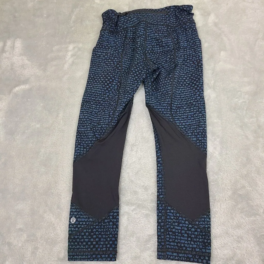 Lululemon Pace Rival Crop‎ Legging Shatter Weave Desert Teal Blue Womens 4 - Image 10