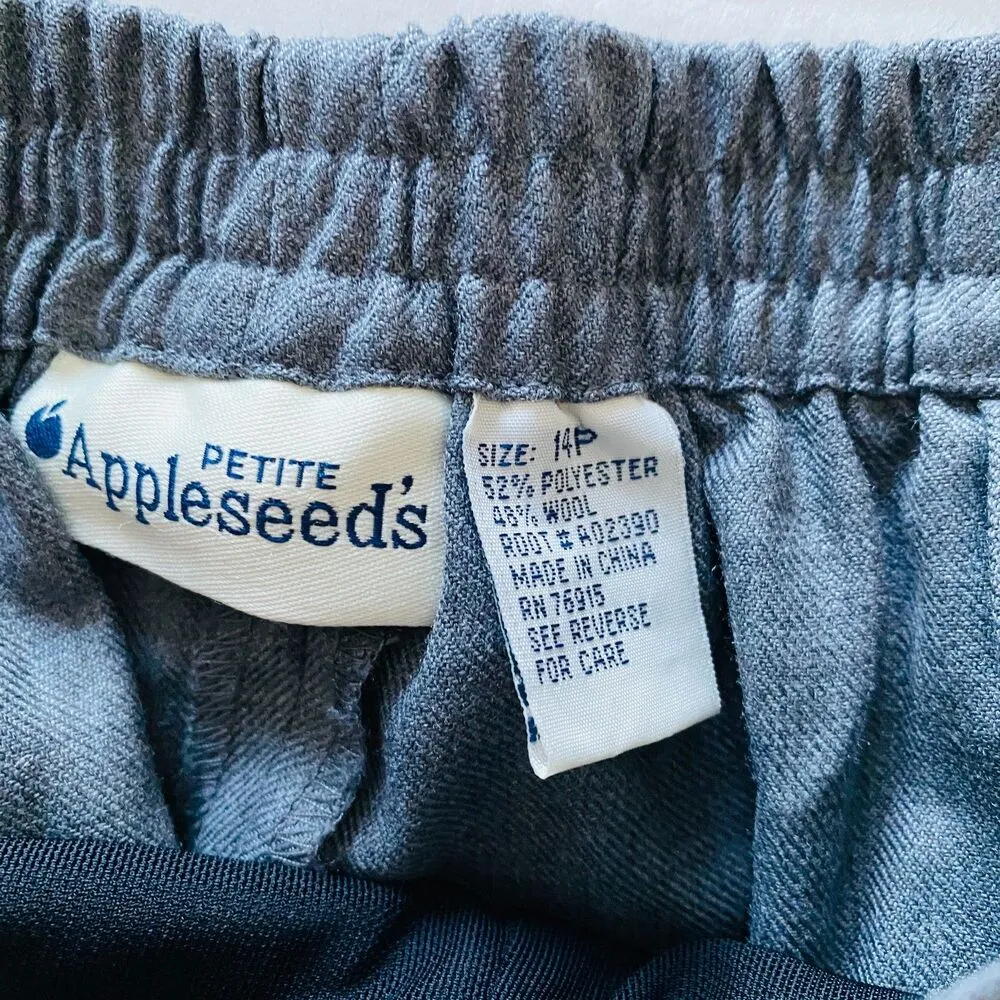 Vintage Appleseeds Gray Slacks Dress Wool Blend Pants Stretchy Waist Sz 14P - Image 6