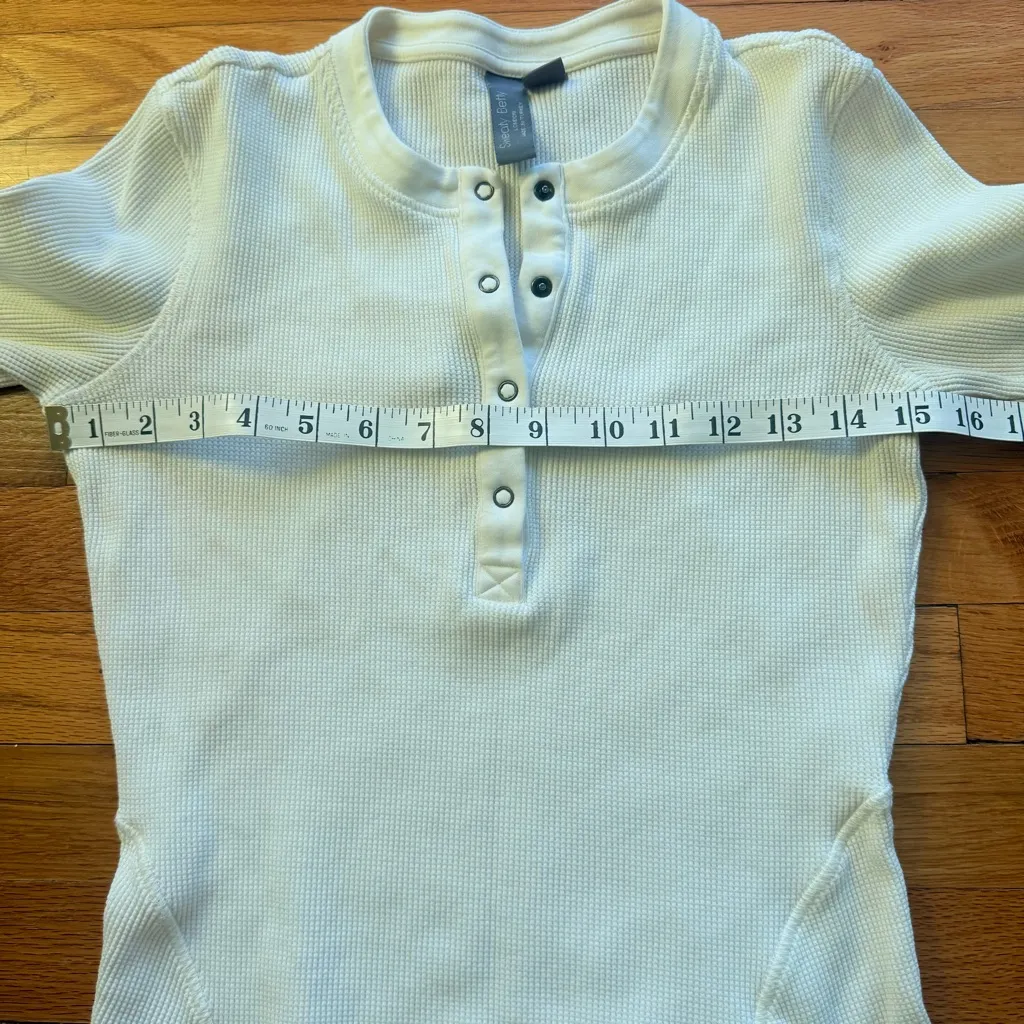 SWEATY BETTY Laid Back Waffle Weave Long Sleeve White/ Cream XS - Image 6