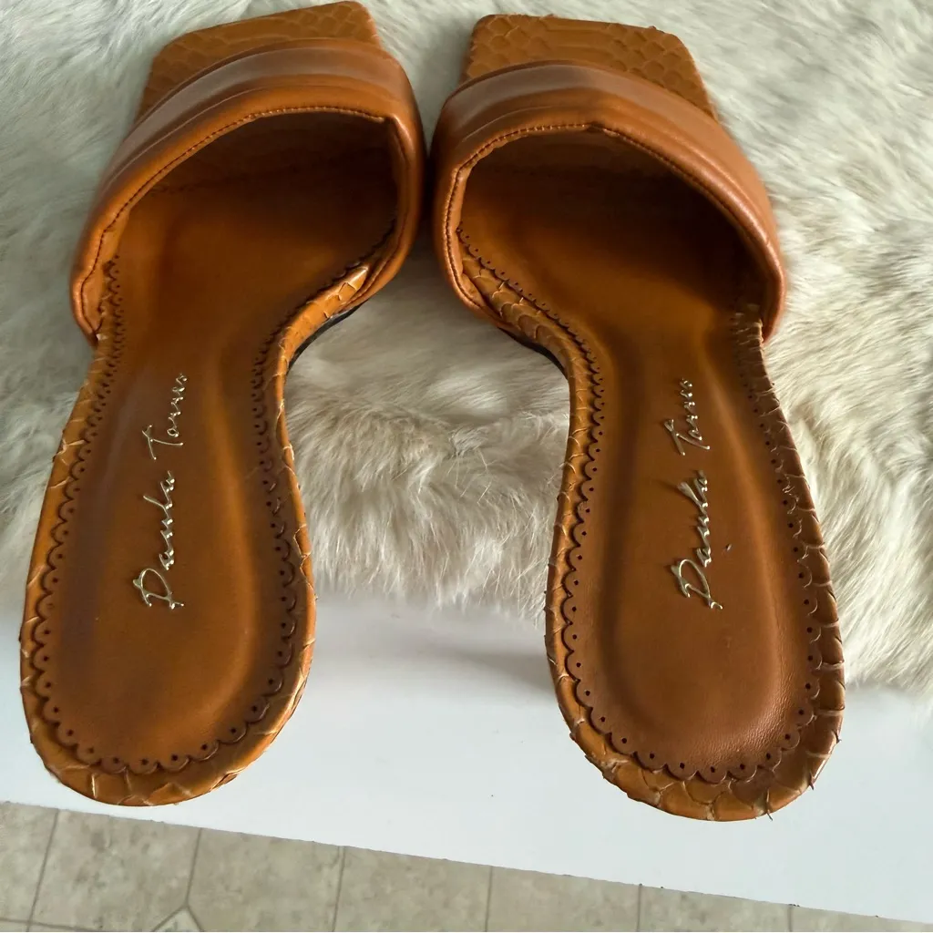 Paula Torres Heeled Mostarda Snakeskin Mule Orange Size 10 - Image 6