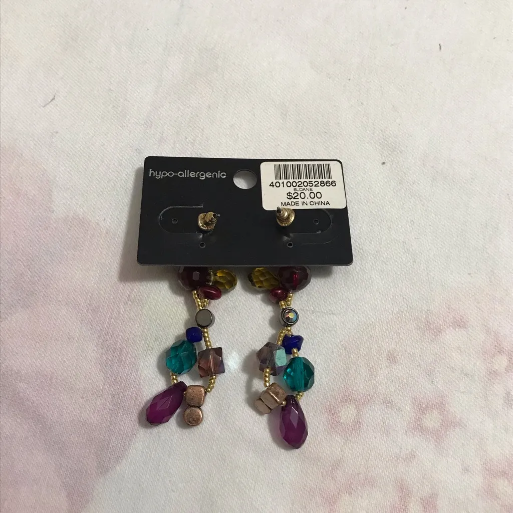 Chico’s Hypoallergenic Colorful Acrylic Beaded Dangle Drop Earrings - Image 2