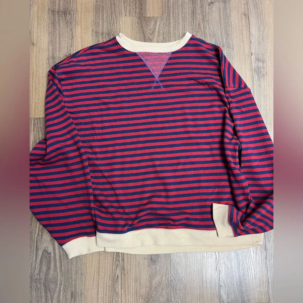 Free People $98 We The Free Classic Striped Crew  Nautical Sweater Red Blue - Image 4