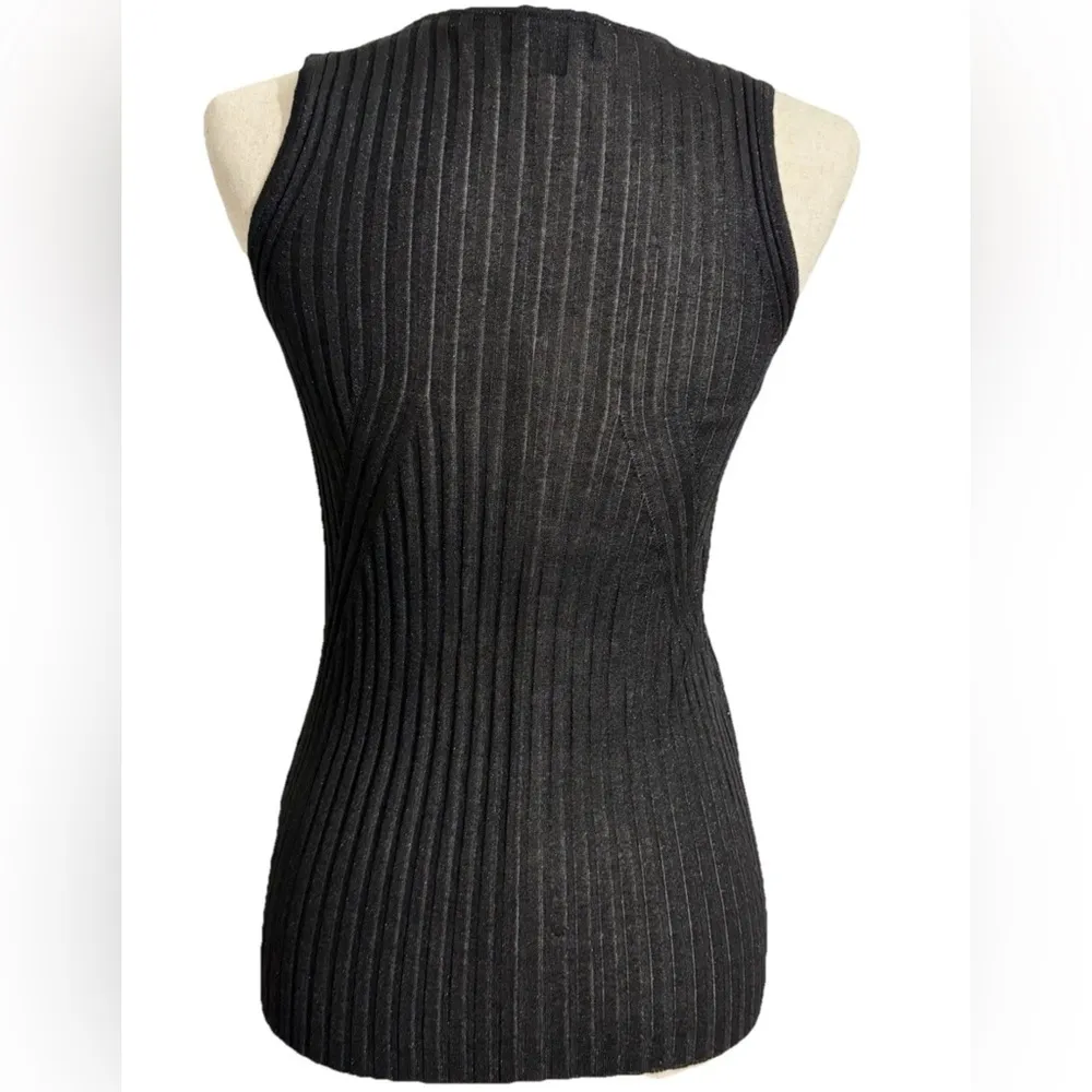 Emporio Armani Women’s Black Top Size 42 US 10 Medium Knit Sleeveless - Image 2