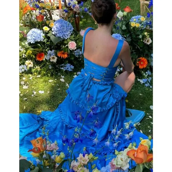 SMYMM Lady Corset Dress in Blue Luxe Satin - Image 2