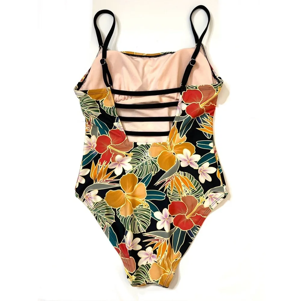 Hurley Tropical Caribbean Dreaming Floral UPF One Piece Swimsuit Sz M Wo… - Image 6