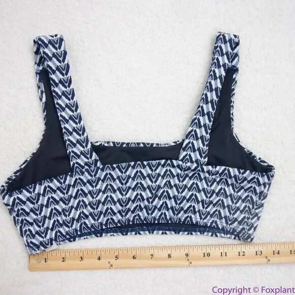 NEW Seea Free People Seea Georgia Surf Top in navy mini chevron Selene, L Blue Size L - Image 6