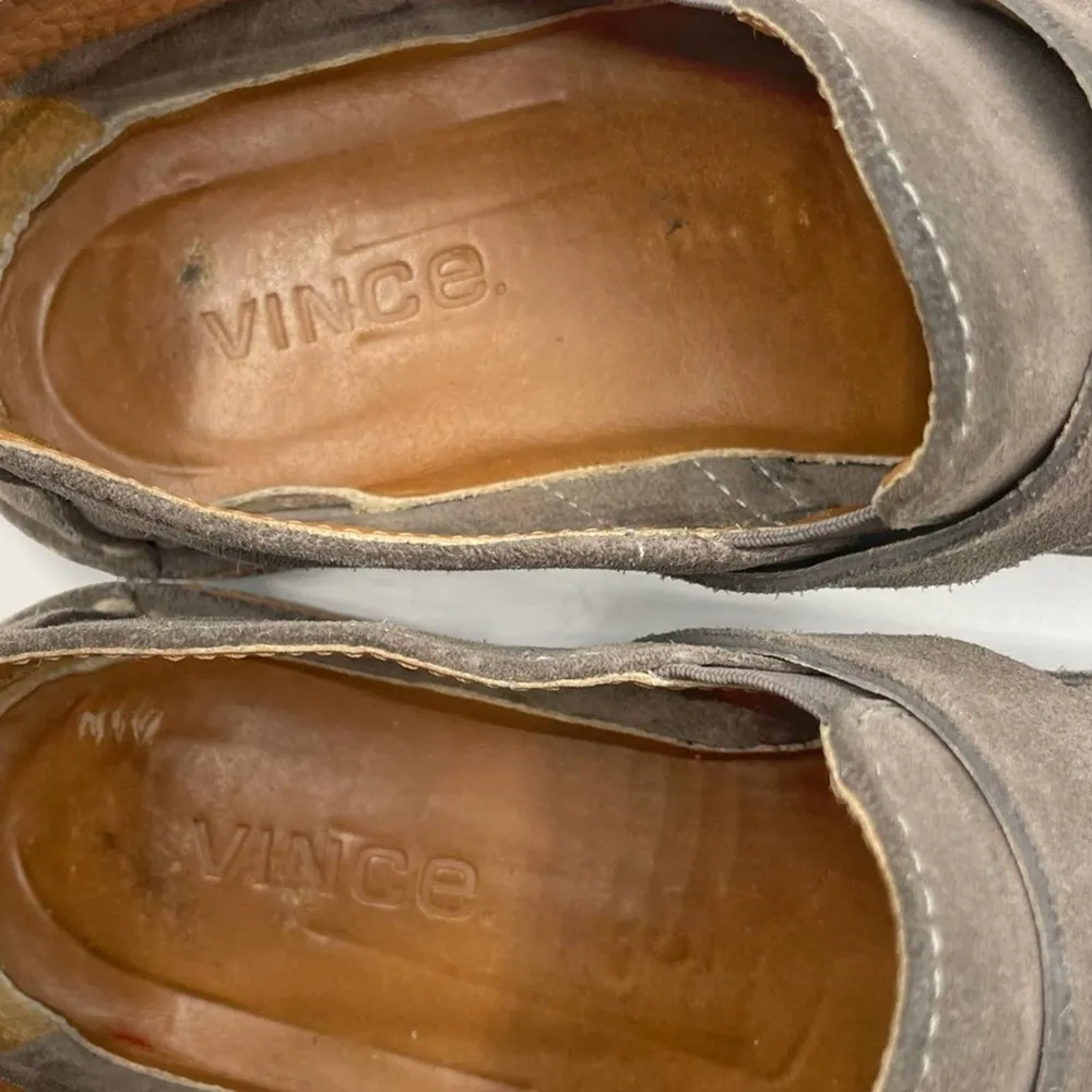 Vince. Milo Gray Buckle Strap Slip On 1" Mini Stacked Heel Loafer Flat 7 - Image 8