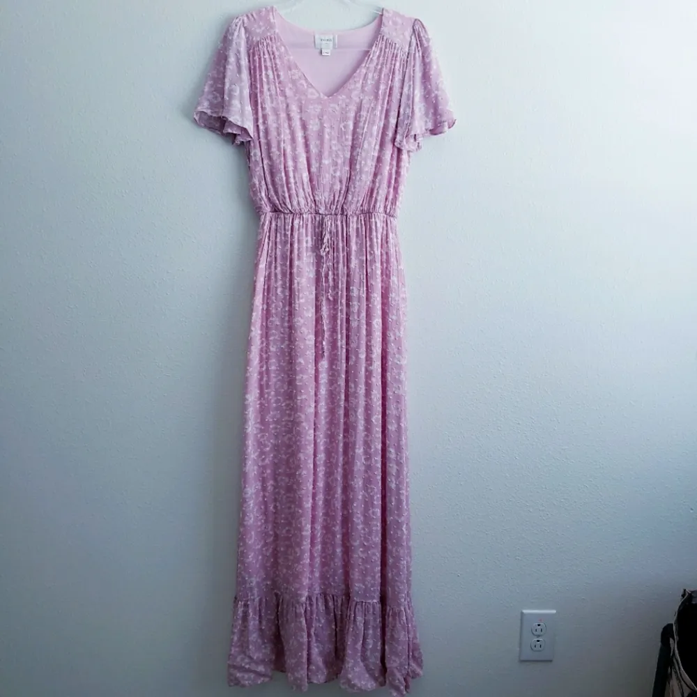 Everly Swiss Dot Cheetah Floral Print V-Neckline Maxi Dress - Image 2