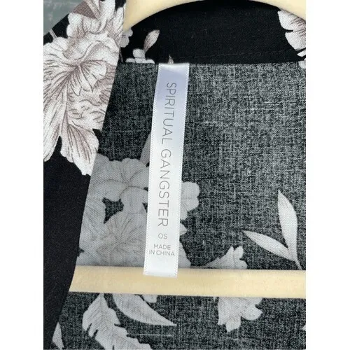 T7 Y2K VTG Spiritual Gangster Floral Kimono Robe Black OS One Size Rayon Duster - Image 2