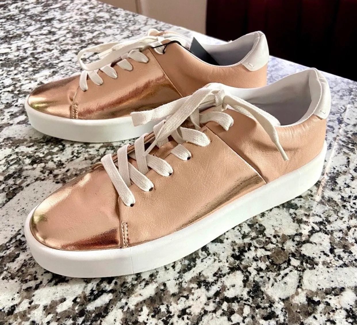 Two Tone Rose Gold Sneakers Shoes - Image 4