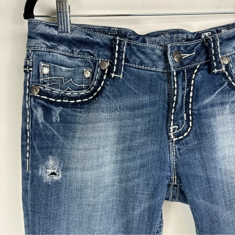 Miss Me Irene Bootcut Jeans Sz 31 Womens Distressed Faded Stitch Denim - Image 5