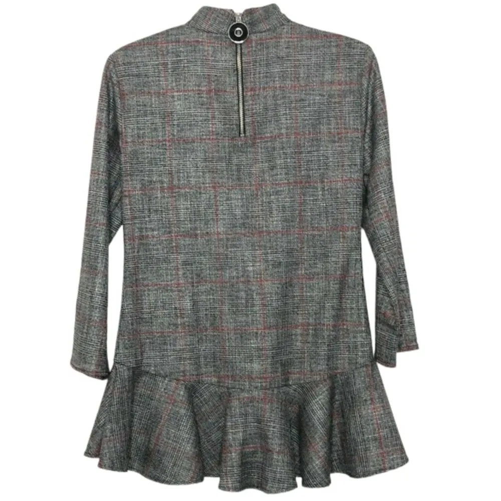 Ruffled Hem Gray Tunic Top Mini Dress Size M - Image 3