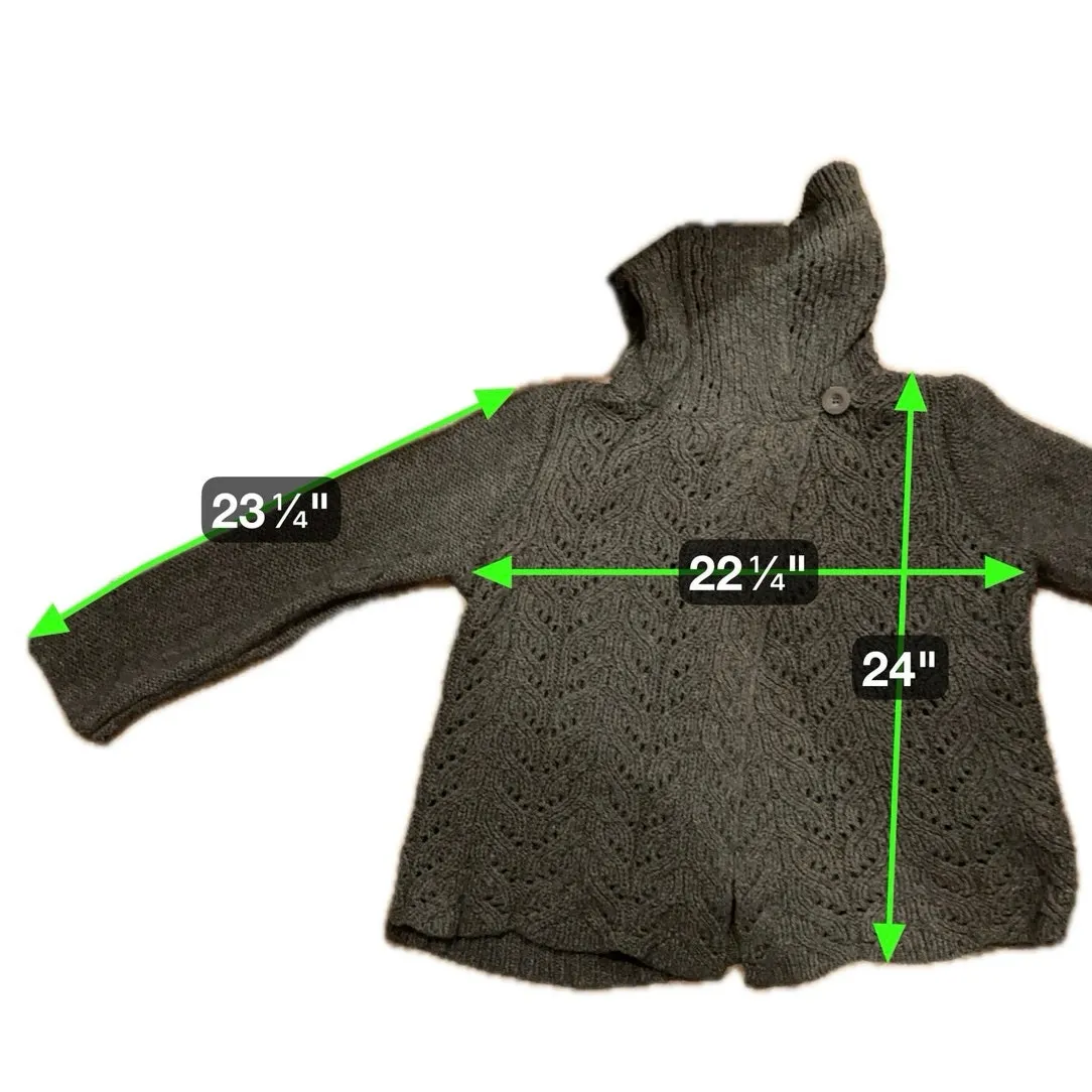 Maine New England Chunky Cable Knit Cowl Neck Sweater Button Shoulder 20 Gray Size undefined - Image 8