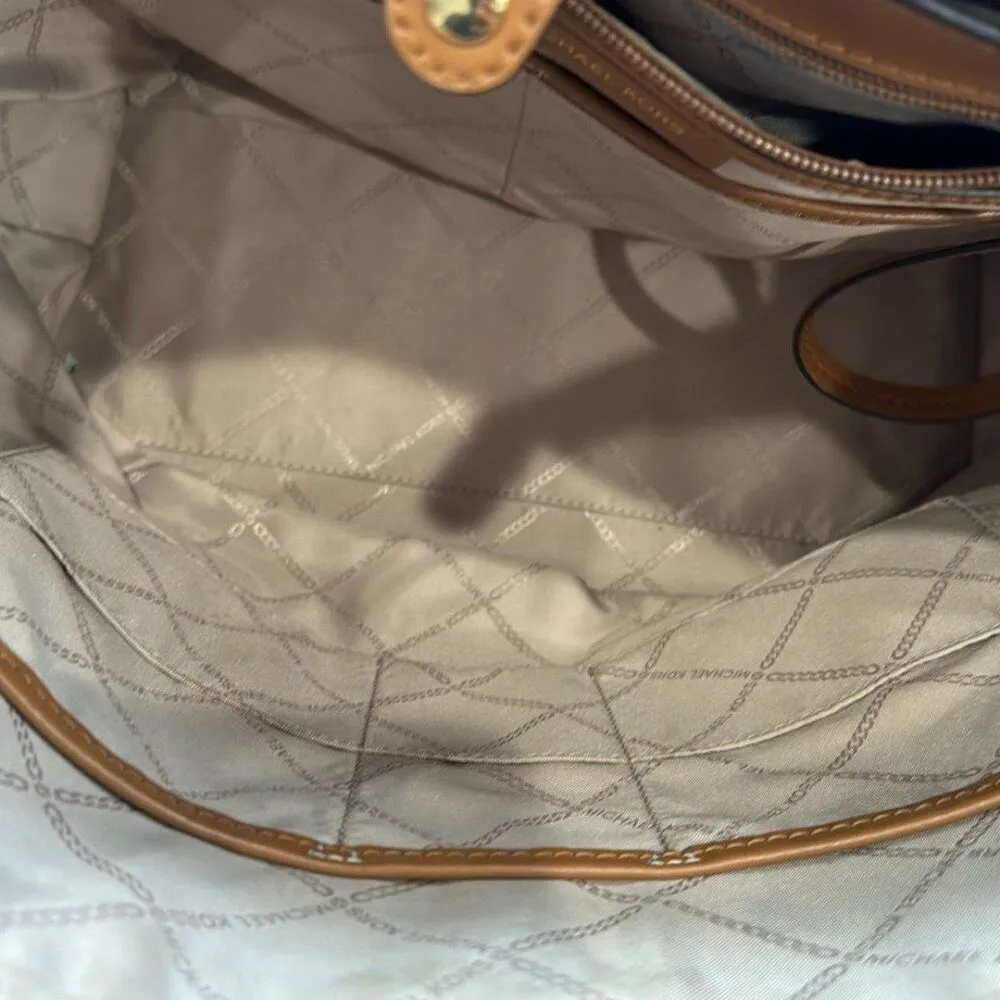 Michael Kors Women’s Brown MK Print Sullivan Large Logo Top-Zip Tote Bag Purse - Image 7