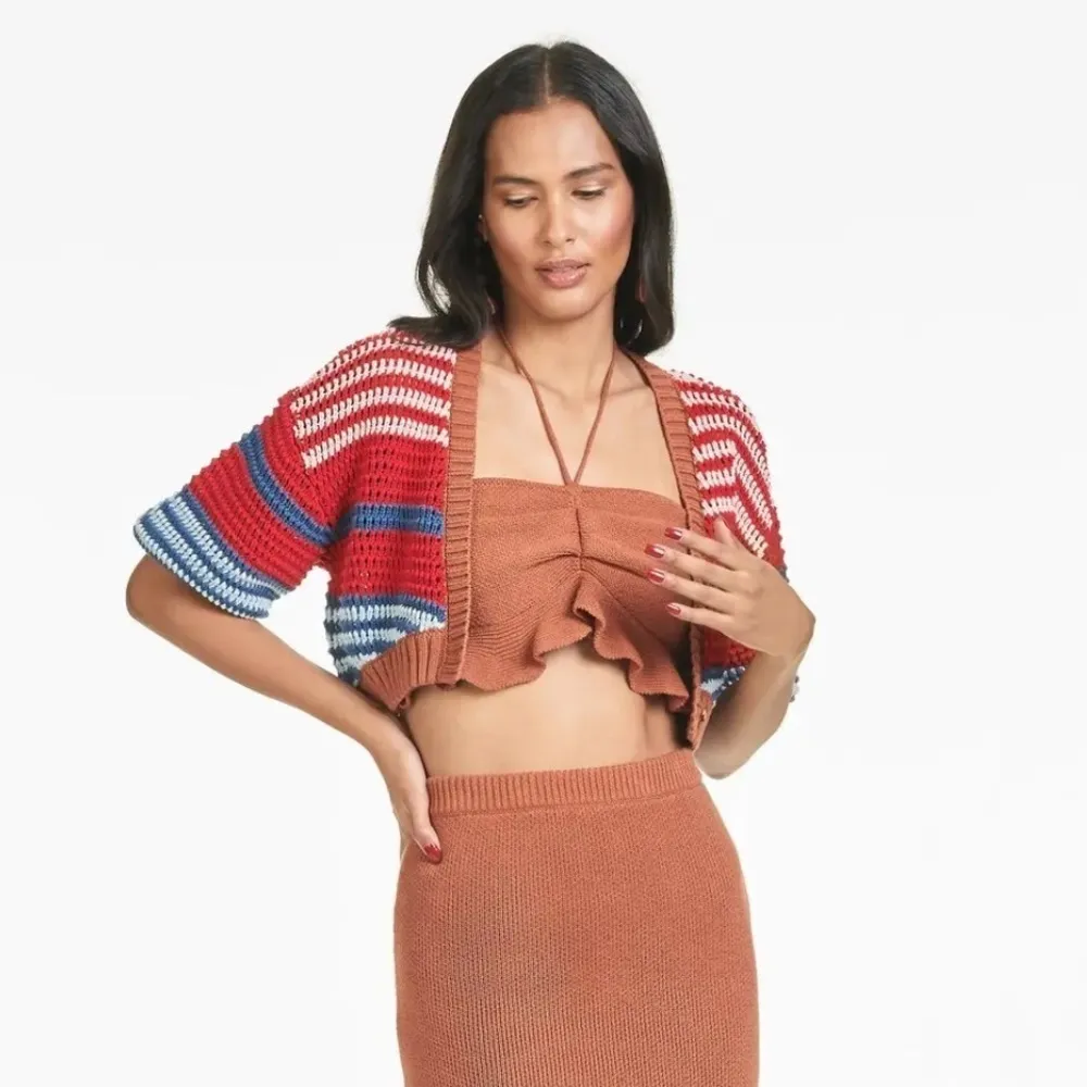 SACHIN + BABI Penny Cardigan In Red Multi Stripe - Image 3