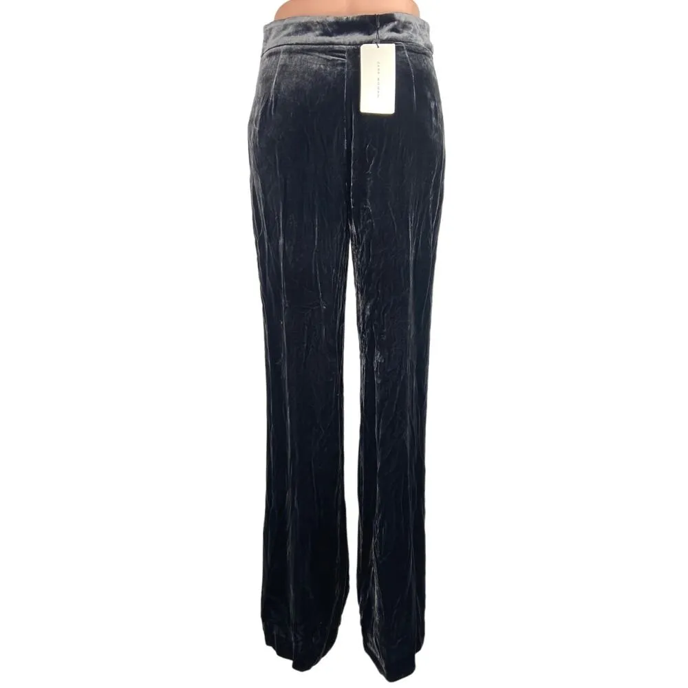 Zara Woman NWT Gray Velour Velvet High Rise Flared Stretch Ankle Pants XS - Image 3
