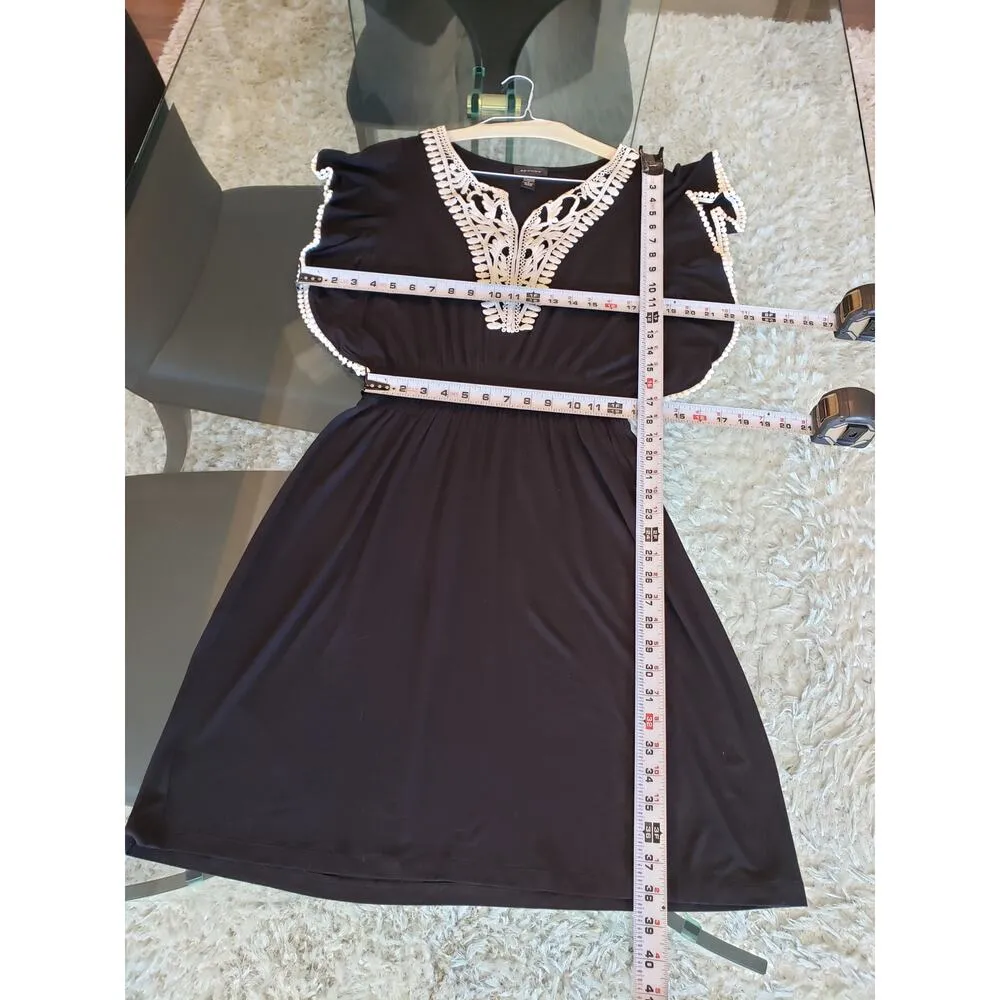 Spense Sheath Dress Women Medium Black Lace Trim V Neck Short Sleeve Cinch Waist - Image 7