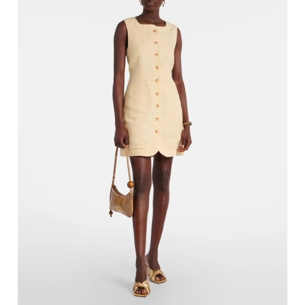 Posse Emma Button Down Mini Dress in Dusty Citron Small New Womens Linen Yellow - Image 10