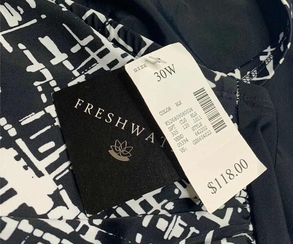 NEW Fresh Water One Piece Removable Strap Skirted Swimsuit Slimming Black 30W - Image 12