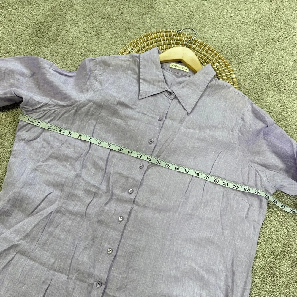 Coldwater Creek Women’s 100% Linen Button Down Shirt 3/4 Sleeve in Purple 2X - Image 10