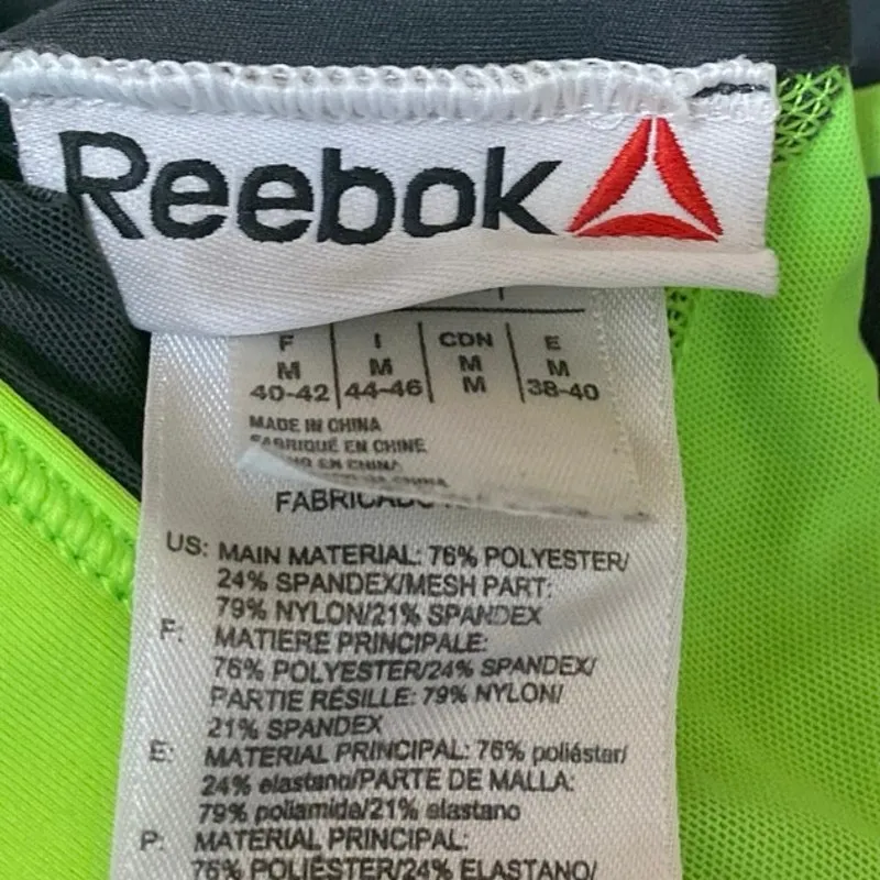 Reebok Neon Green Sleeveless Racerback Activewear Gym Sports Bra Crop Tank Top M - Image 3